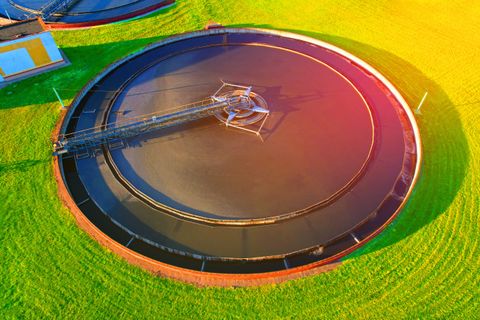 Aerial view of a water treatment works